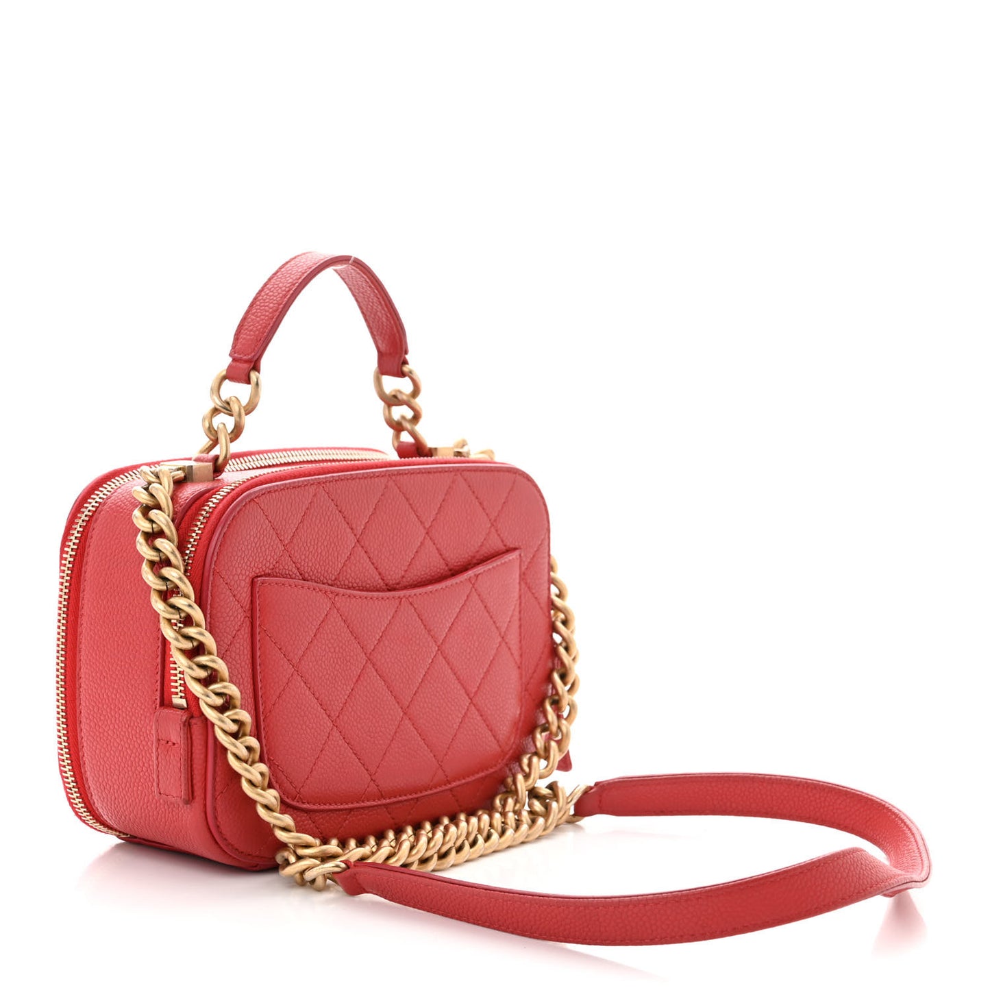 Caviar Quilted Small Camera Case Red