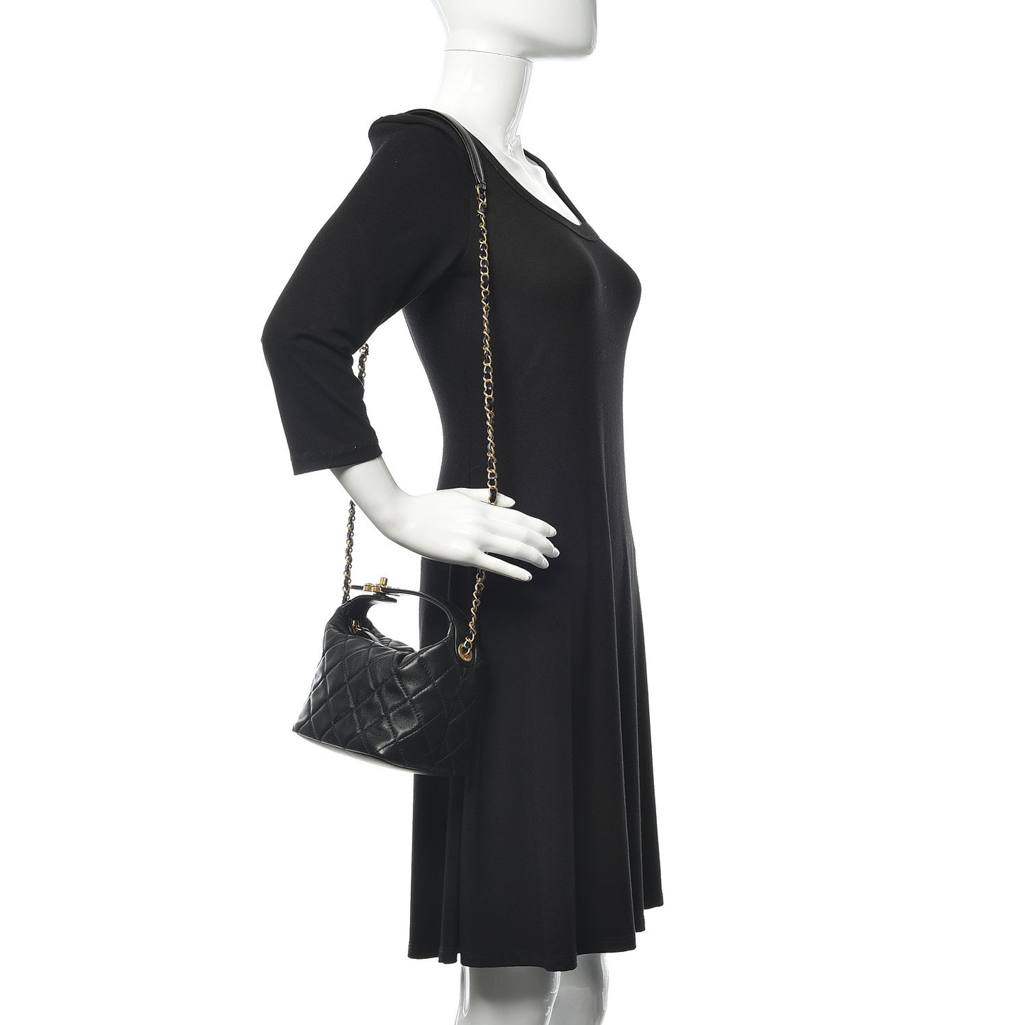 Lambskin Quilted Small Perfect Meeting Hobo Black