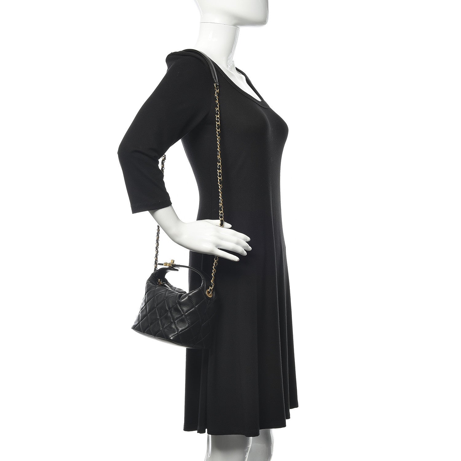 Chanel Lambskin Quilted Small Perfect Meeting Hobo Black 2 of 11