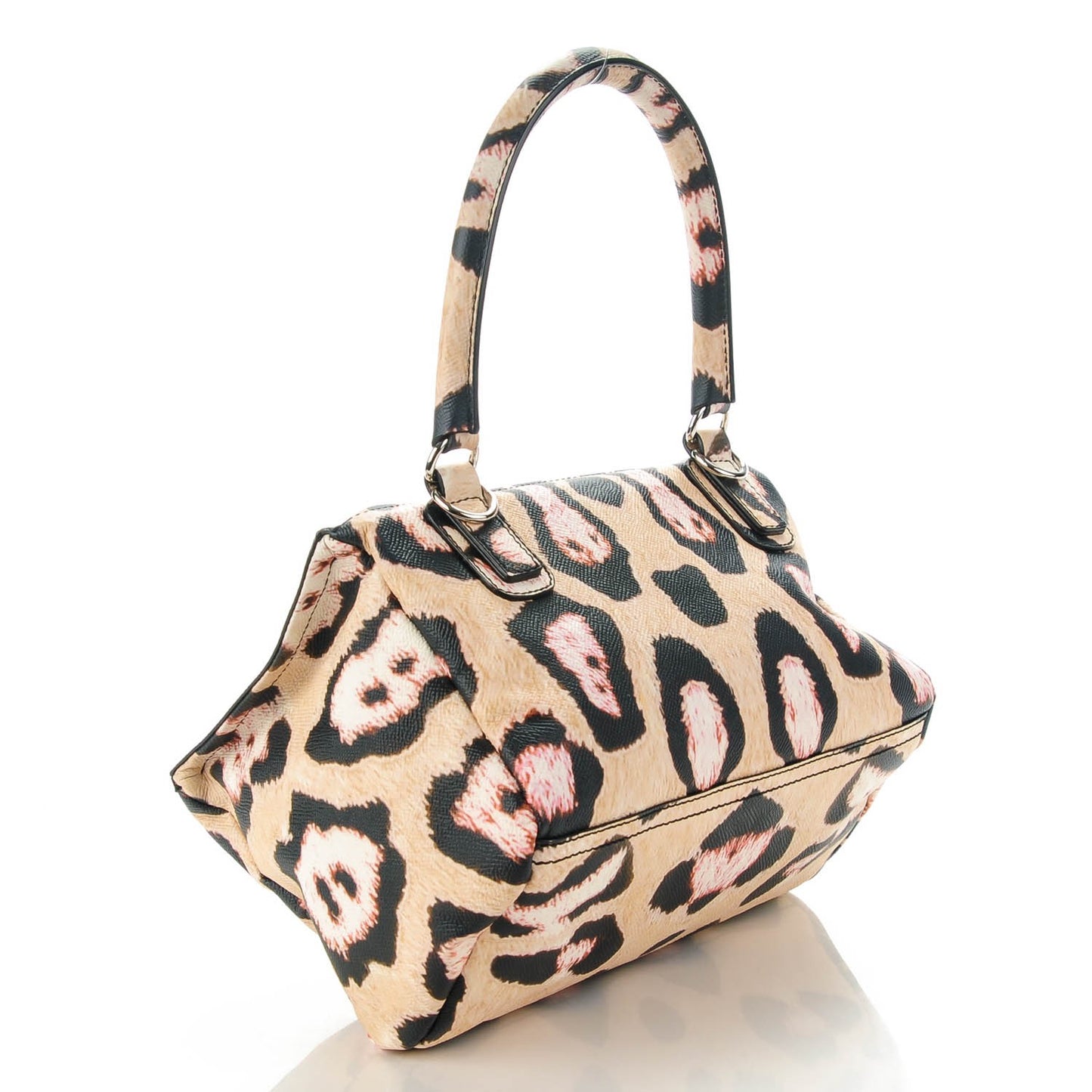 Calfskin Jaguar Print Small Pandora Beige