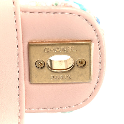 Chanel Tweed Quilted Baywatch Top Handle Flap Light Pink Green Orange Purple 7 of 11