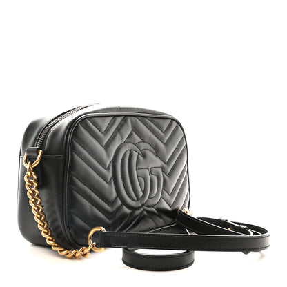 Gucci Calfskin Matelasse Small GG Marmont Chain Shoulder Bag Black 3 of 10