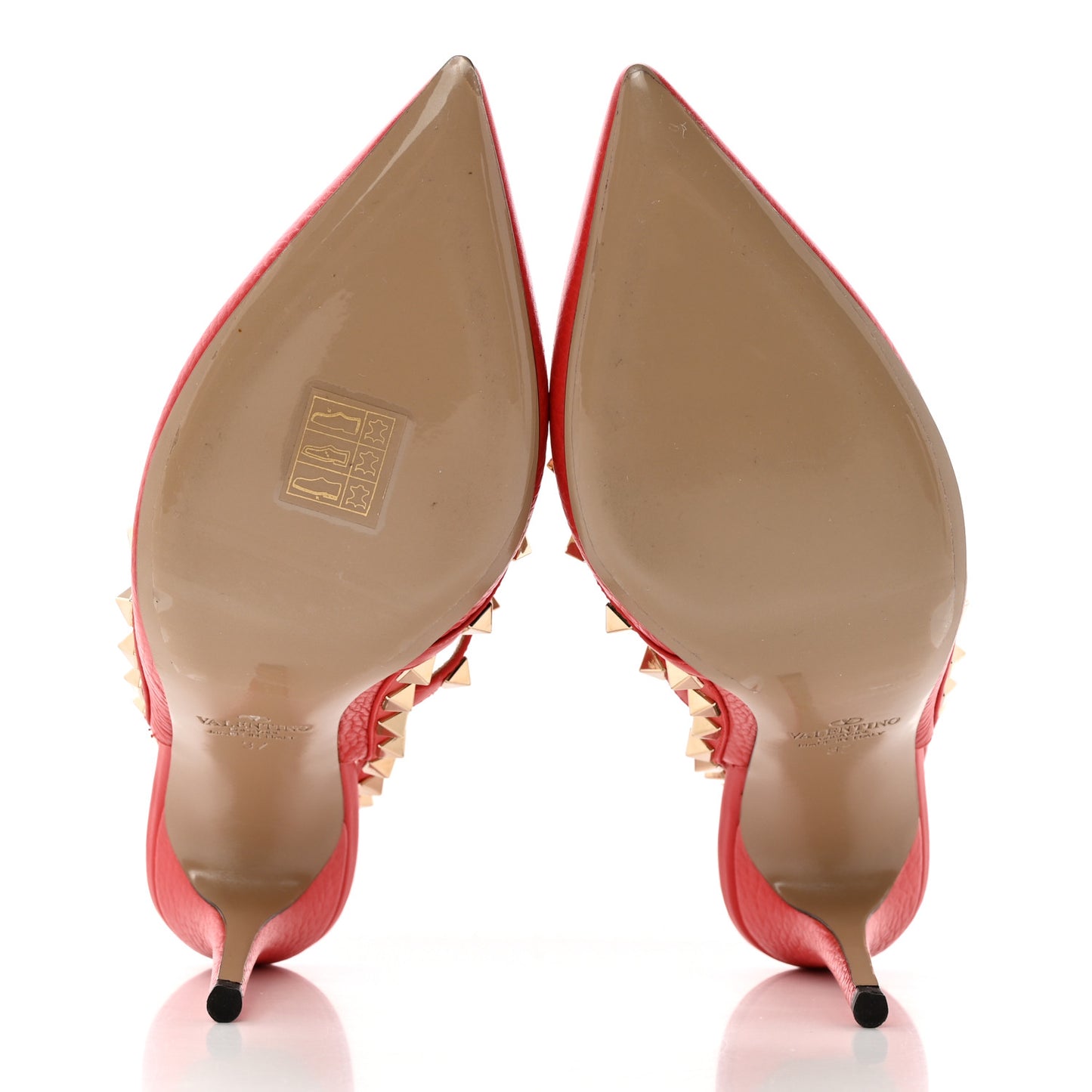 Pebbled Calfskin Rockstud Ankle Strap 100mm Pumps 37 Rock Pink