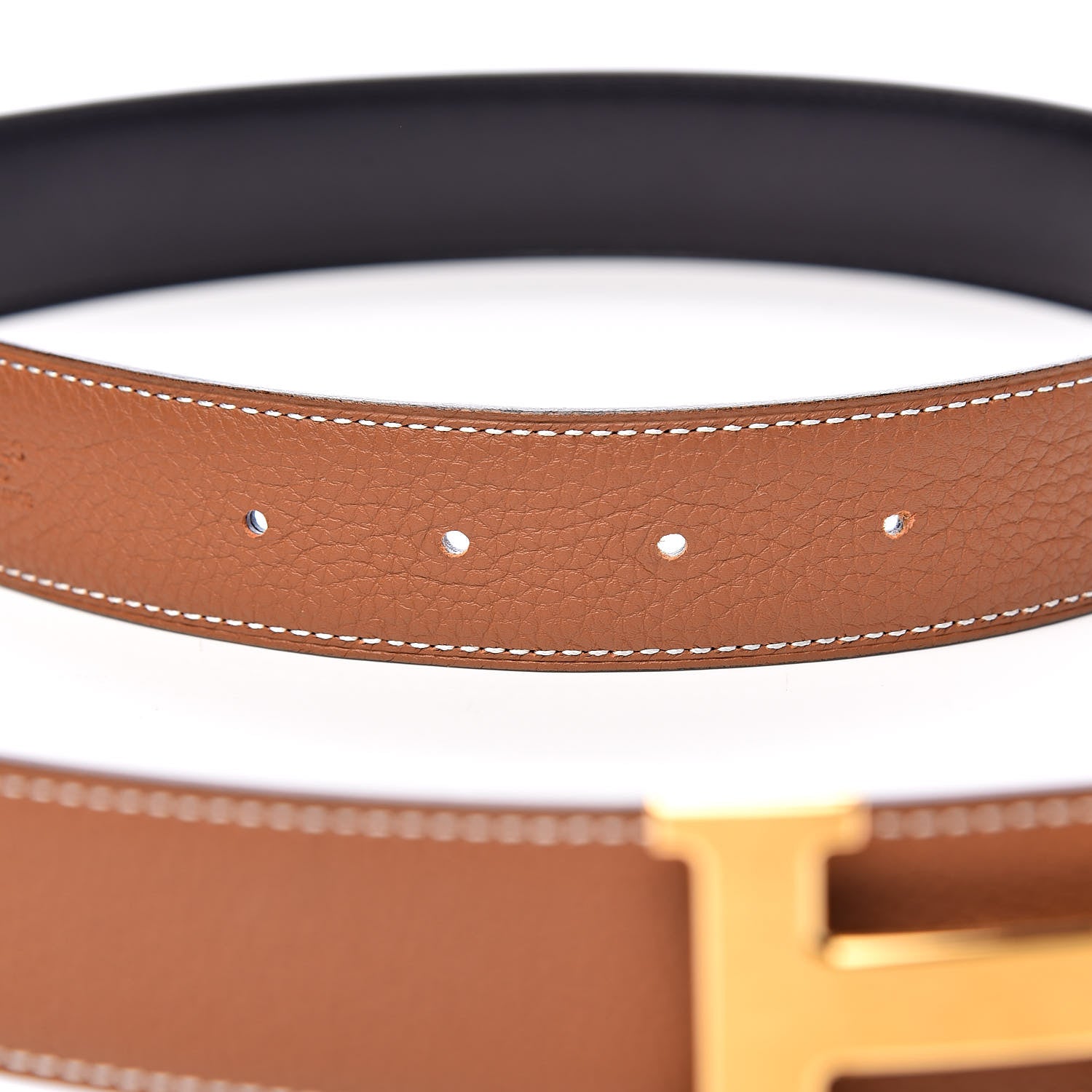 Hermes Box Togo 32mm H Belt 85 Black Gold 5 of 7