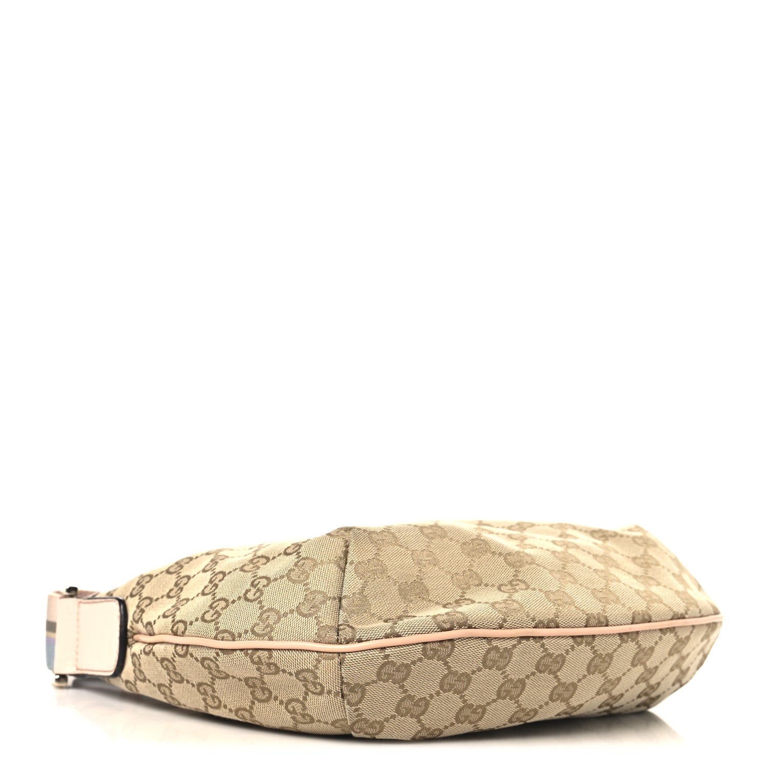 Gucci Monogram Web Medium Half Moon Hobo Gold Pink 4 of 10