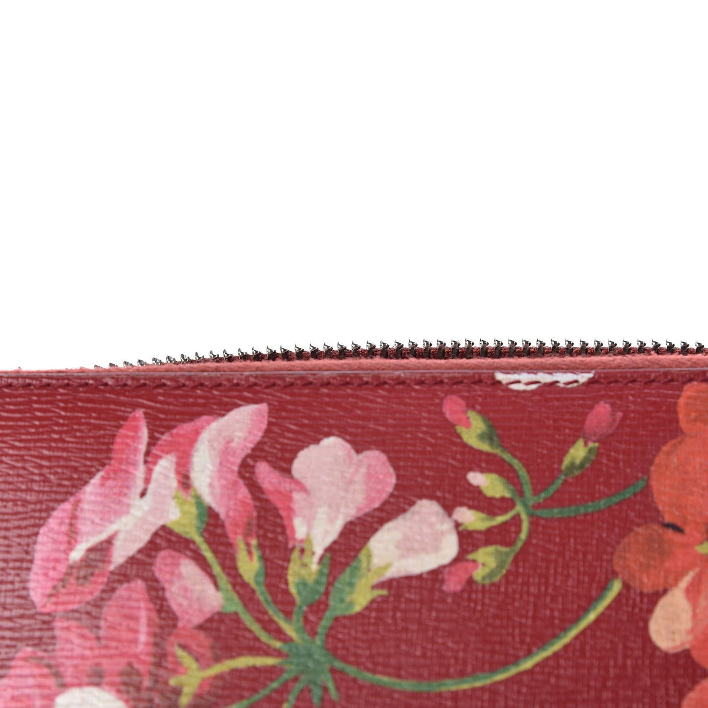 Shangai Calfskin Blooms Print Zip Around Wallet Romantic Cerise Multicolor