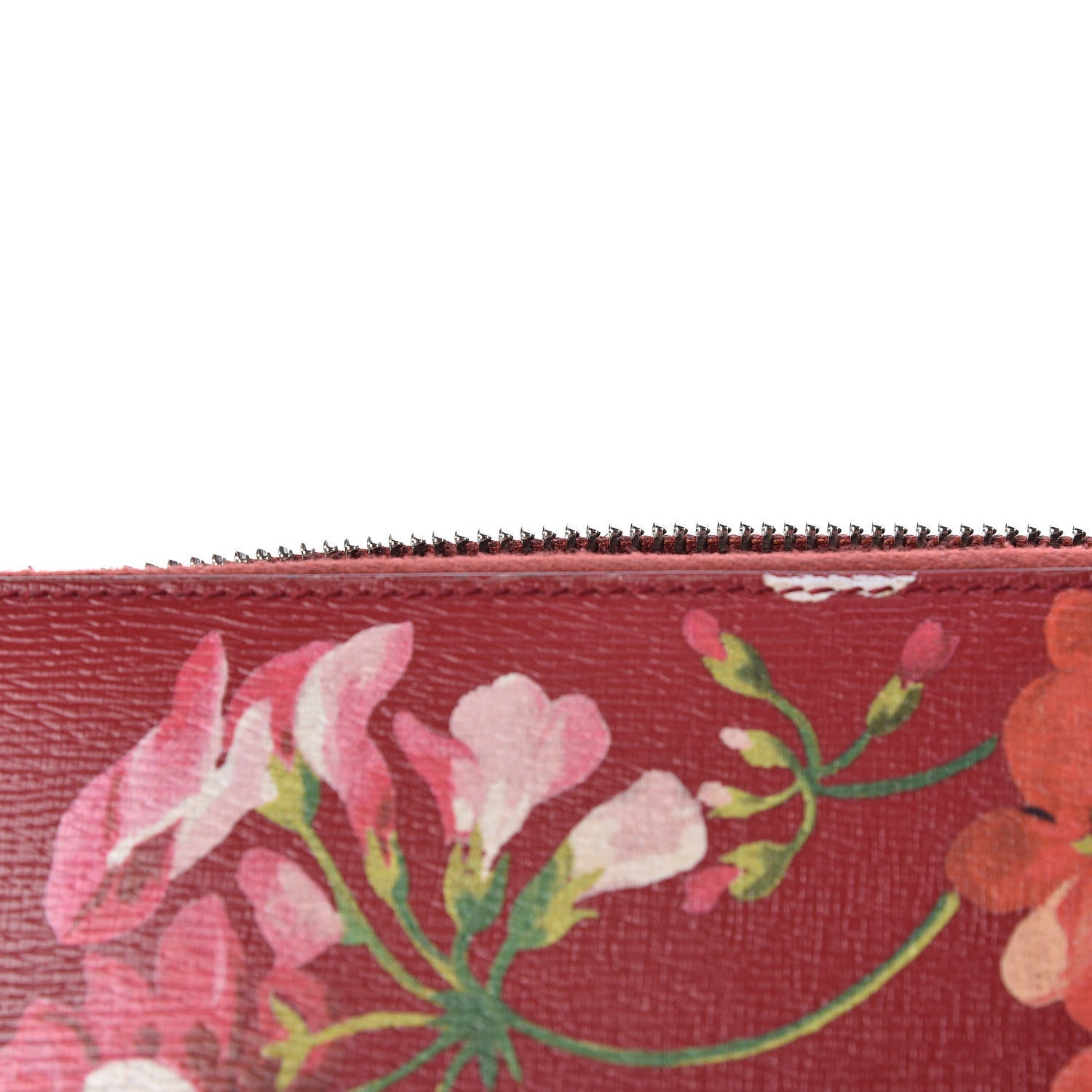 Gucci Shangai Calfskin Blooms Print Zip Around Wallet Romantic Cerise Multicolor 10 of 11