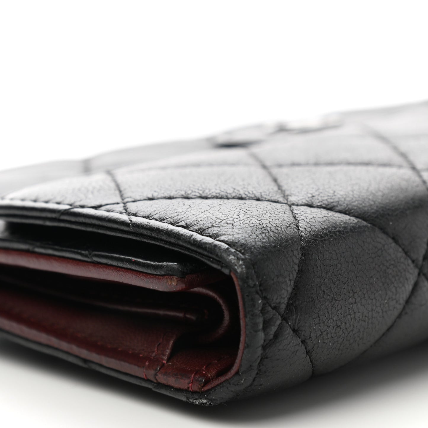 Lambskin Quilted Large Flap Wallet Black