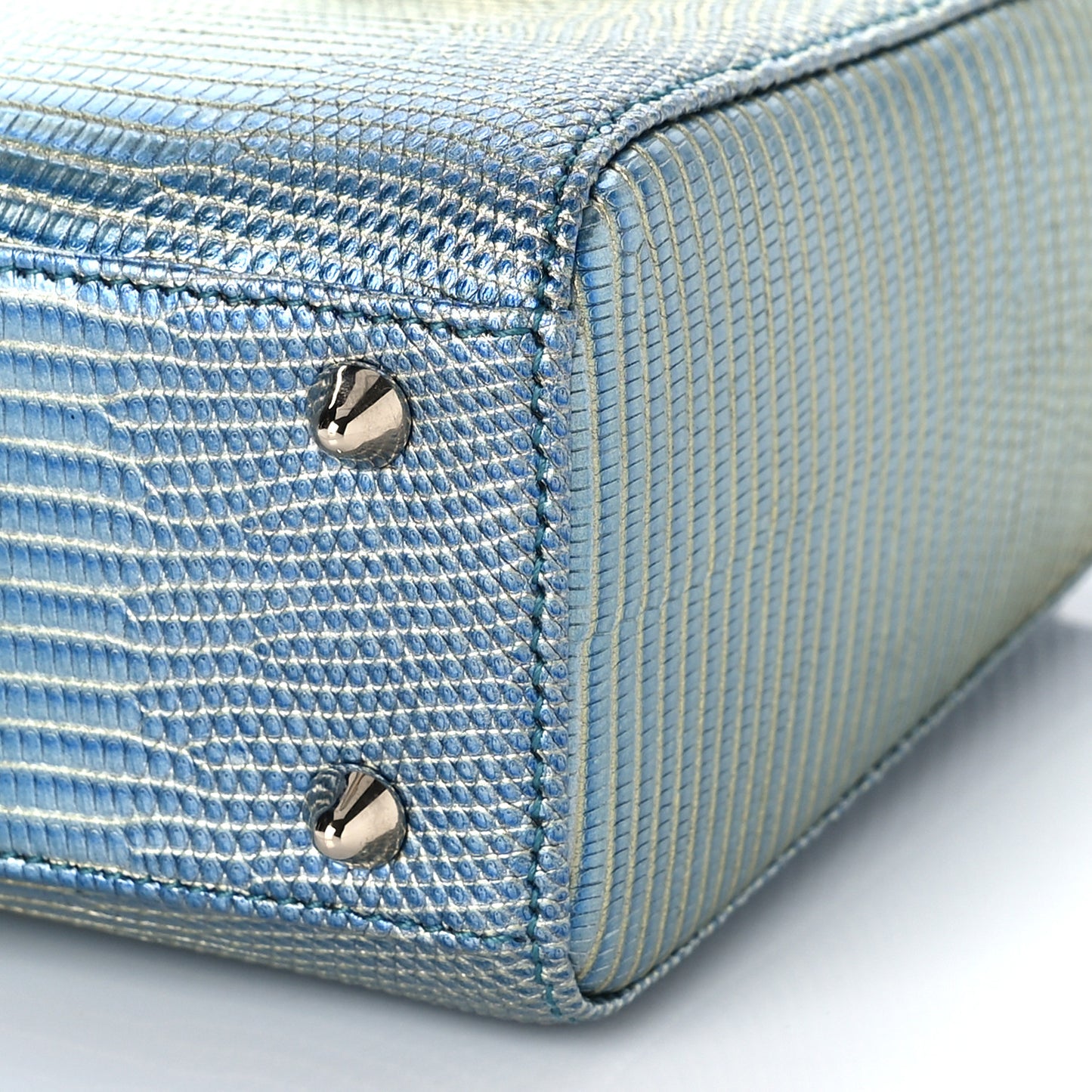 Metallic Lizard Small Lady Dior Blue