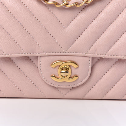 Chanel Calfskin Chevron Quilted Mini Rectangular Flap Light Pink 10 of 11