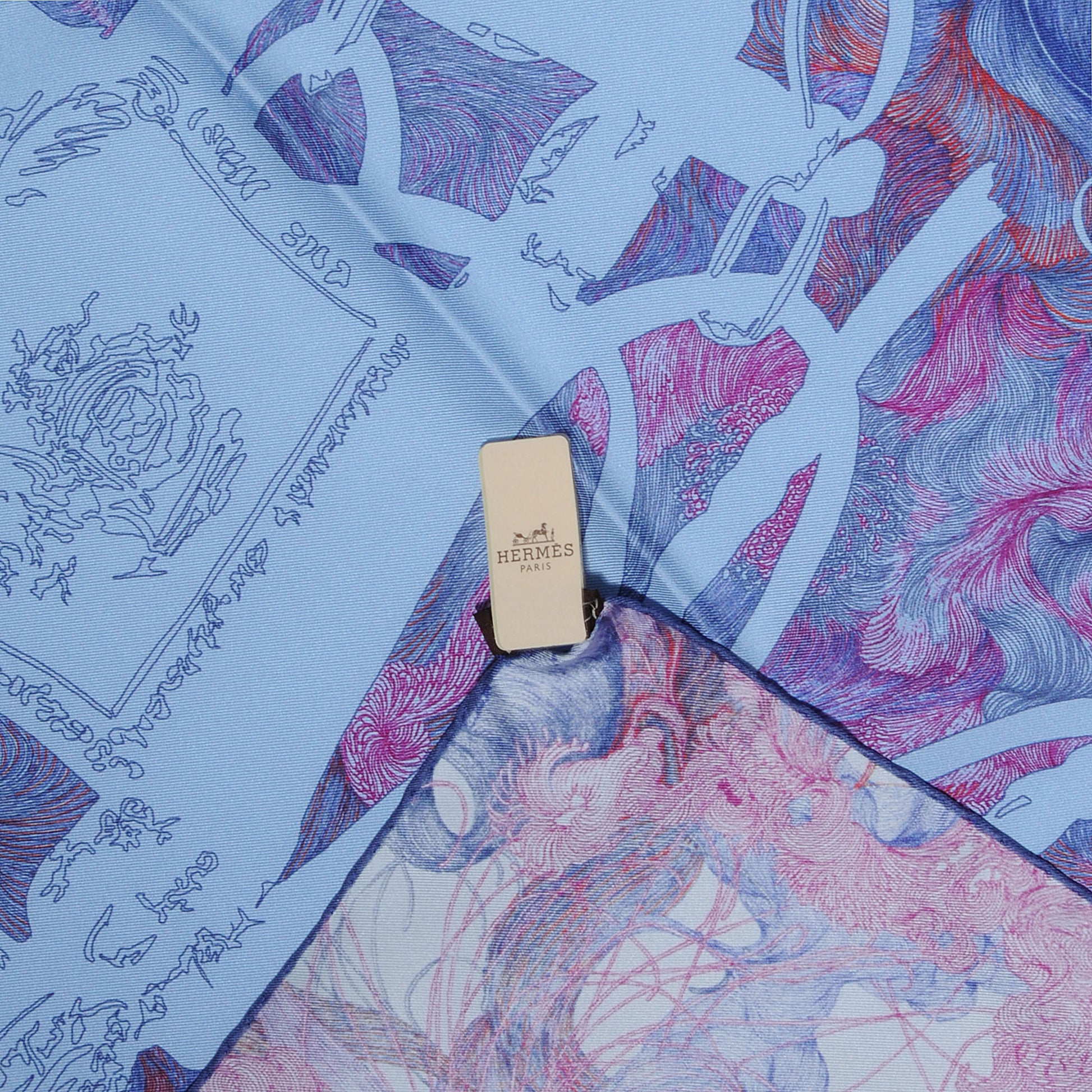 Hermes Silk Brides De Gala En Finesse Scarf 90 Indigo Ciel 4 of 5