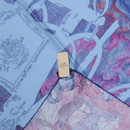 Hermes Silk Brides De Gala En Finesse Scarf 90 Indigo Ciel 4 of 5