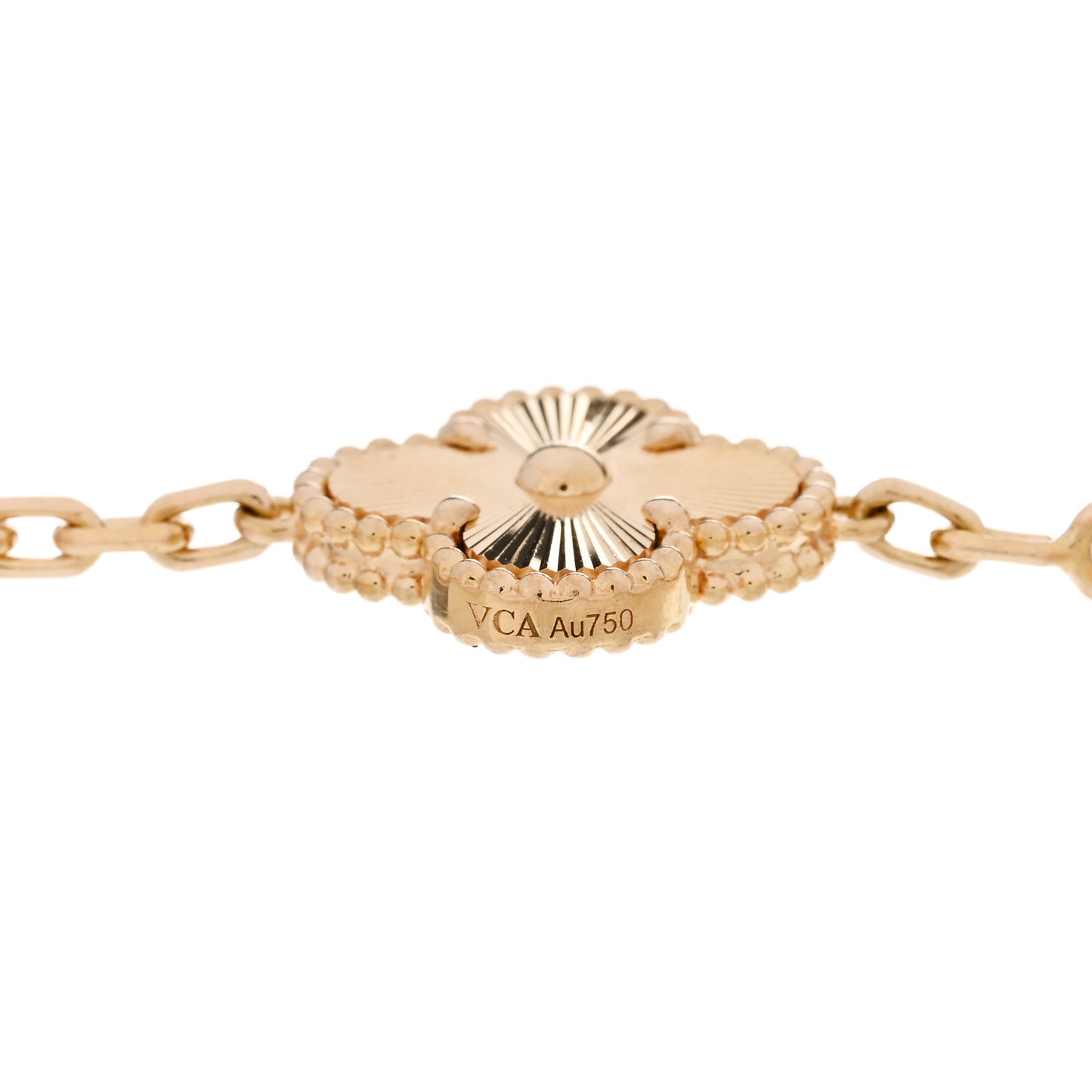 18K Yellow Gold 5 Motifs Guilloche Vintage Alhambra Bracelet