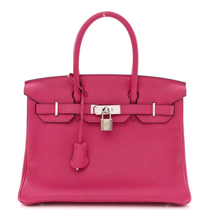 Hermes Taurillon Clemence Birkin 30 Rose Shocking 1 of 11