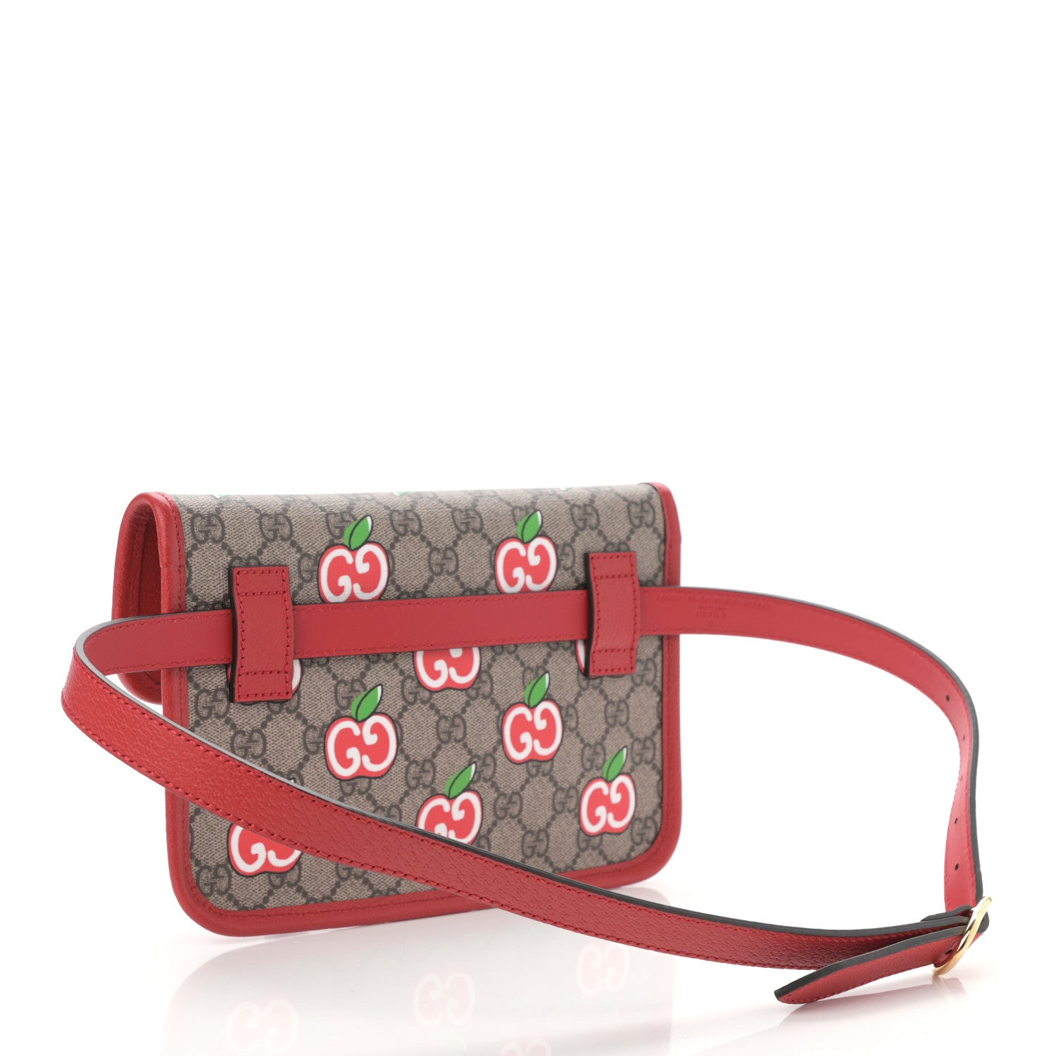 Gucci GG Supreme Monogram Apple Interlocking G Belt Bag Beige Multicolor Lobster Red 3 of 11