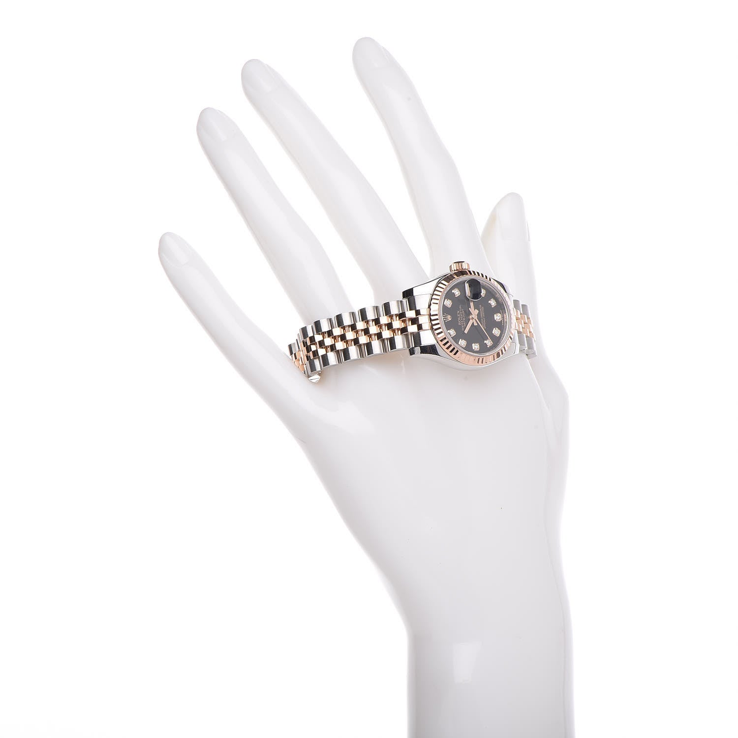 Rolex Stainless Steel 18K Everose Gold Diamond 26mm Oyster Perpetual Datejust Watch Black 179171 2 of 9