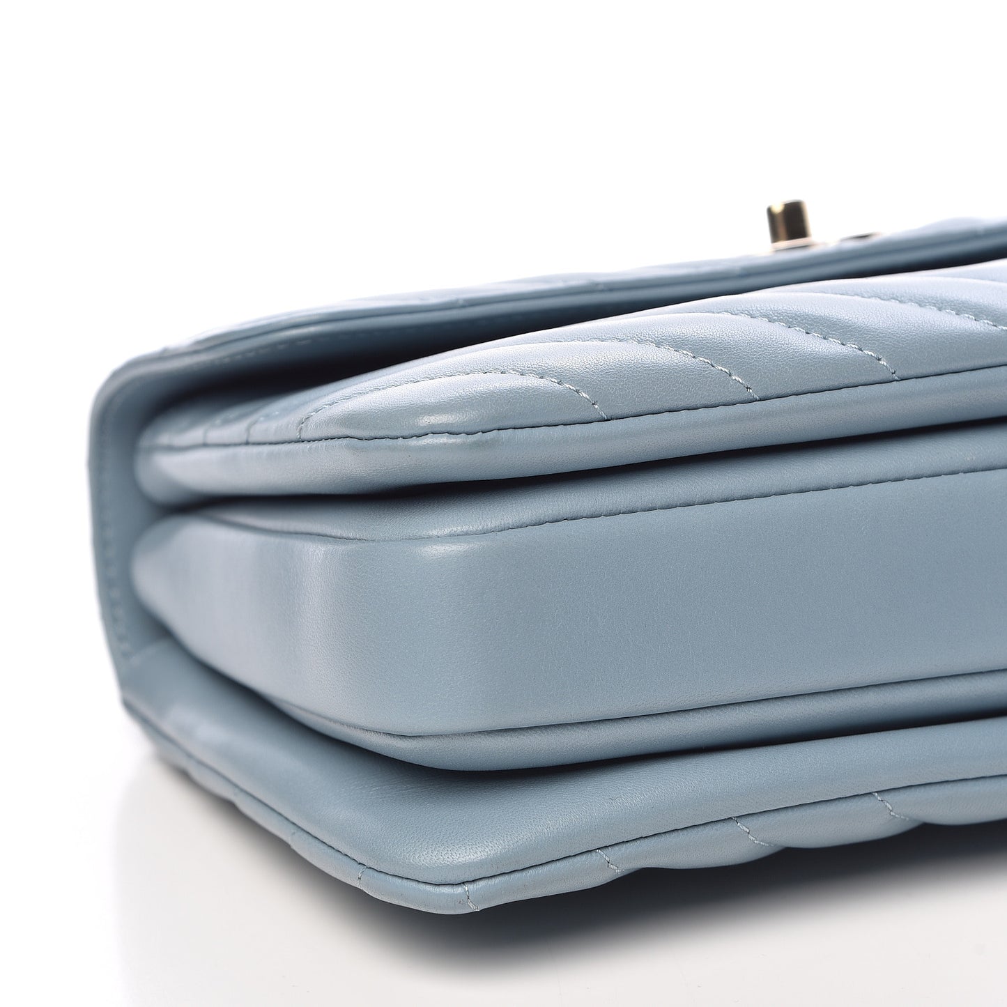 Lambskin Chevron Quilted Small Trendy CC Flap Dual Handle Bag Blue