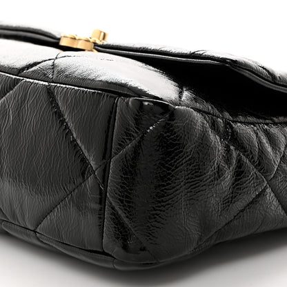 Chanel Shiny Crumpled Calfskin Quilted Large Chanel 19 Flap Black 9 of 10