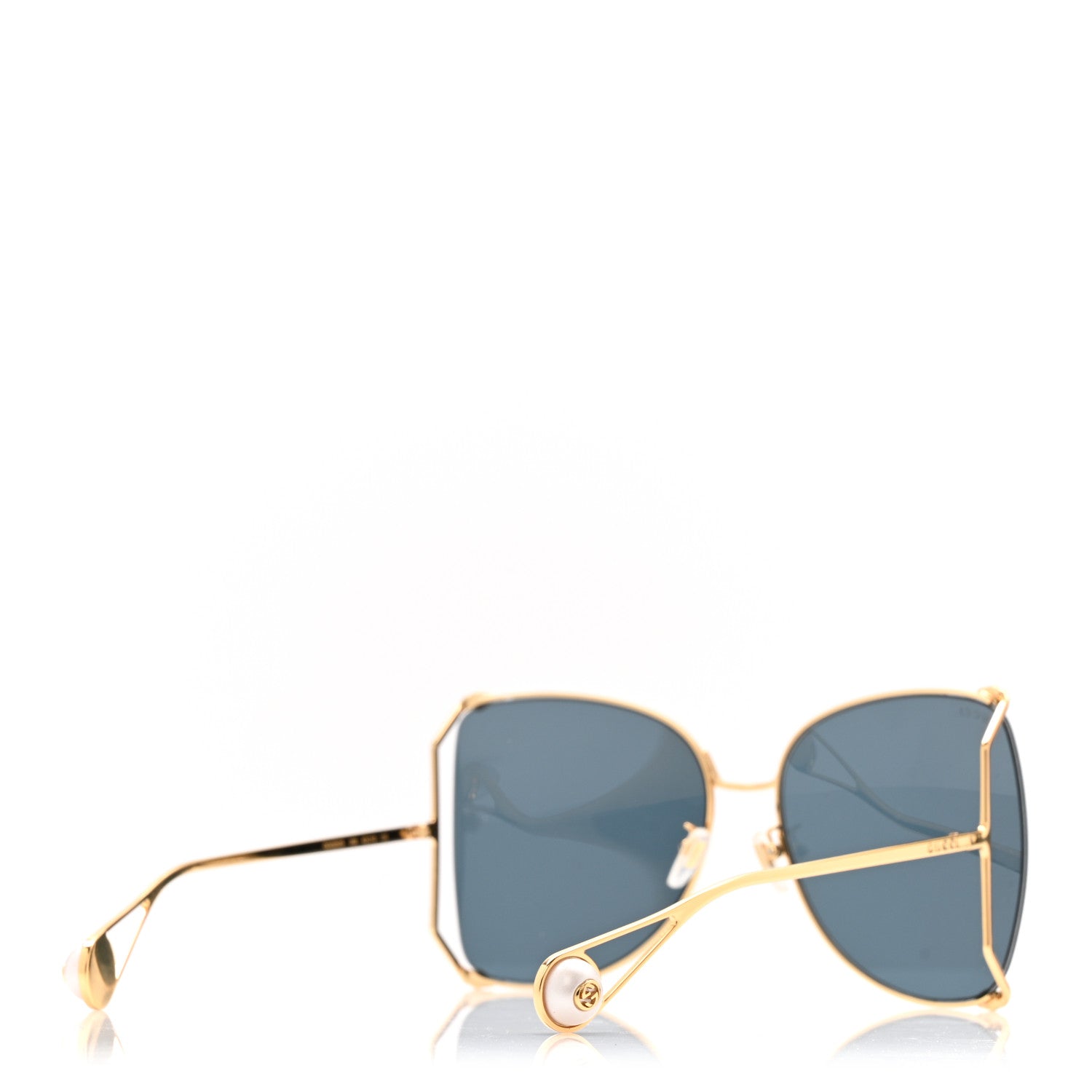 Gucci Oversized Round Sunglasses GG0252S Gold Brown 4 of 8