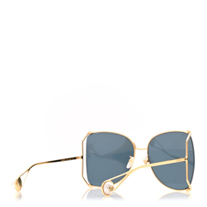 Gucci Oversized Round Sunglasses GG0252S Gold Brown 4 of 8