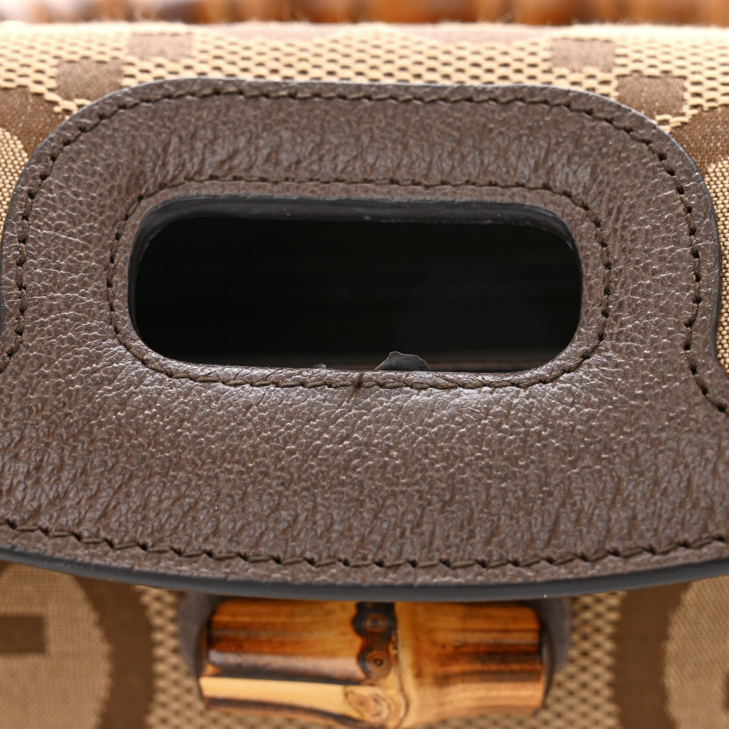 Gucci Monogram Jumbo GG Textured Dollar Calfskin Web Small Bamboo 1947 Top Handle Bag Camel Ebony New Acero 11 of 12