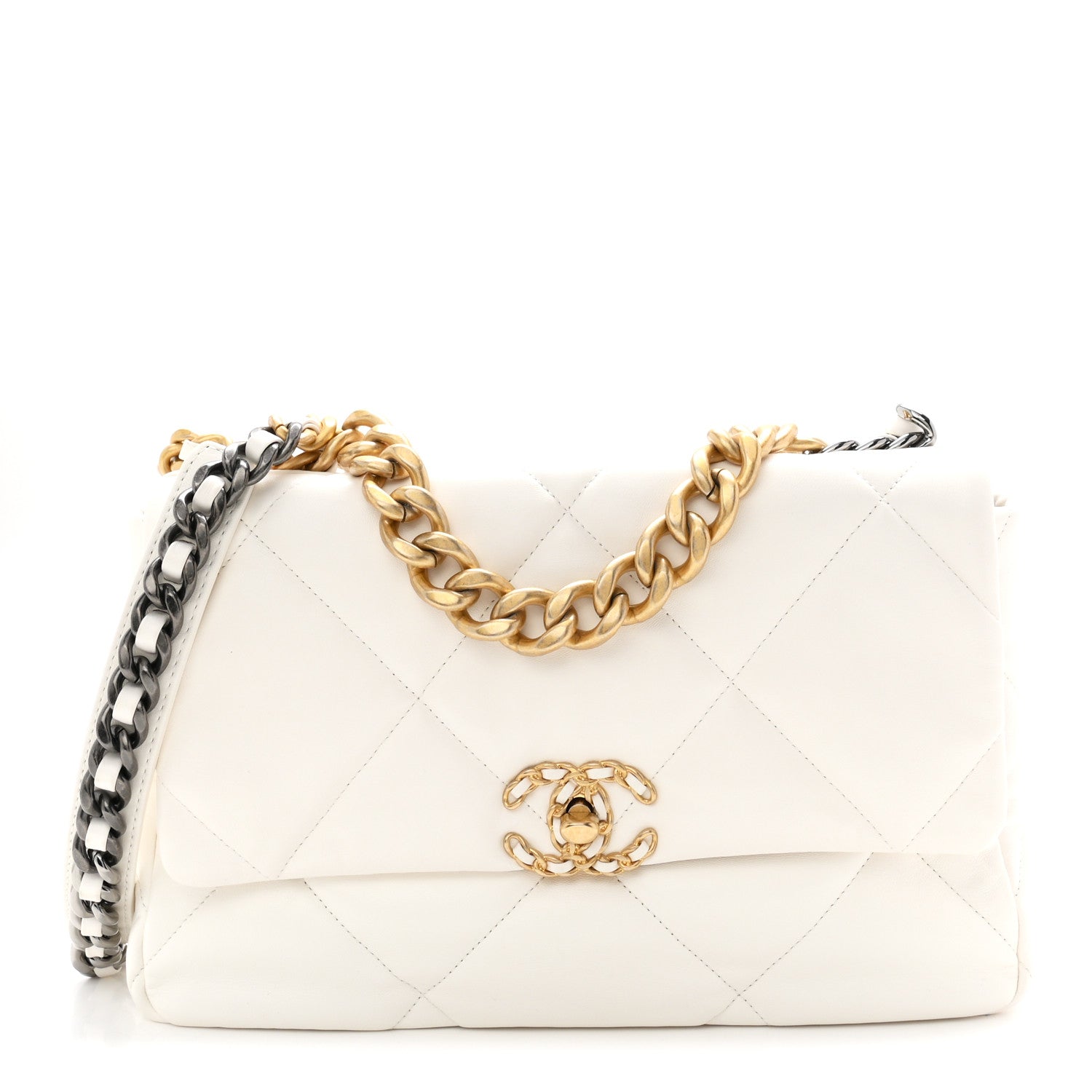 Chanel Lambskin Quilted Large Chanel 19 Flap White 1 of 10