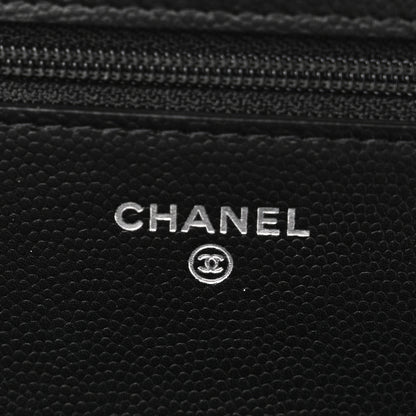 Chanel Caviar Camellia Embossed Wallet On Chain WOC Black 6 of 14