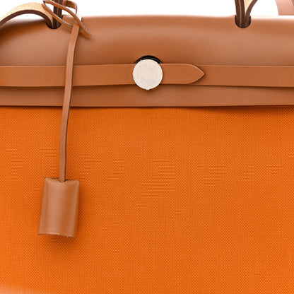 Hermes Toile Officer Vache Hunter Herbag Zip 31 PM Jaune Ambre Natural 10 of 13