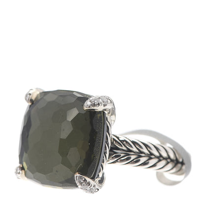 David Yurman Sterling Silver Diamond Green Orchid 14mm Chatelaine Ring 54 7 3 of 5