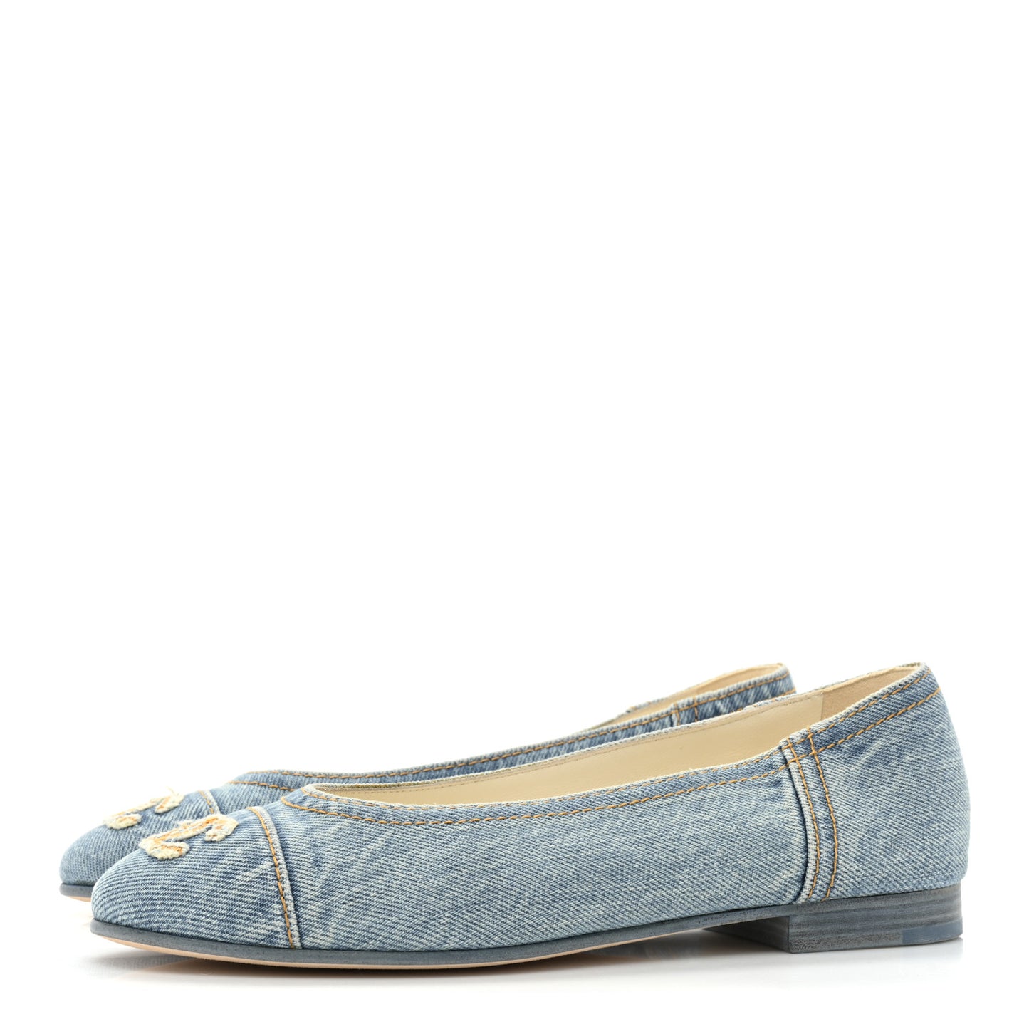 Denim CC Cap Toe Ballerina Flats 36.5 Light Blue