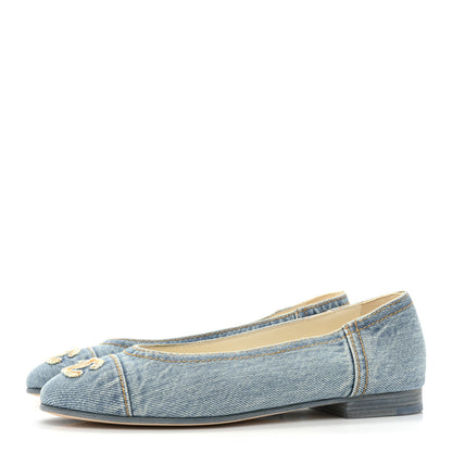 Chanel Denim CC Cap Toe Ballerina Flats 36.5 Light Blue 3 of 8