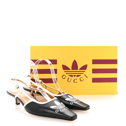 Gucci X ADIDAS Nappa Charlotte Suede Monogram Trefoil Slingback Pumps 40 Black White 9 of 9