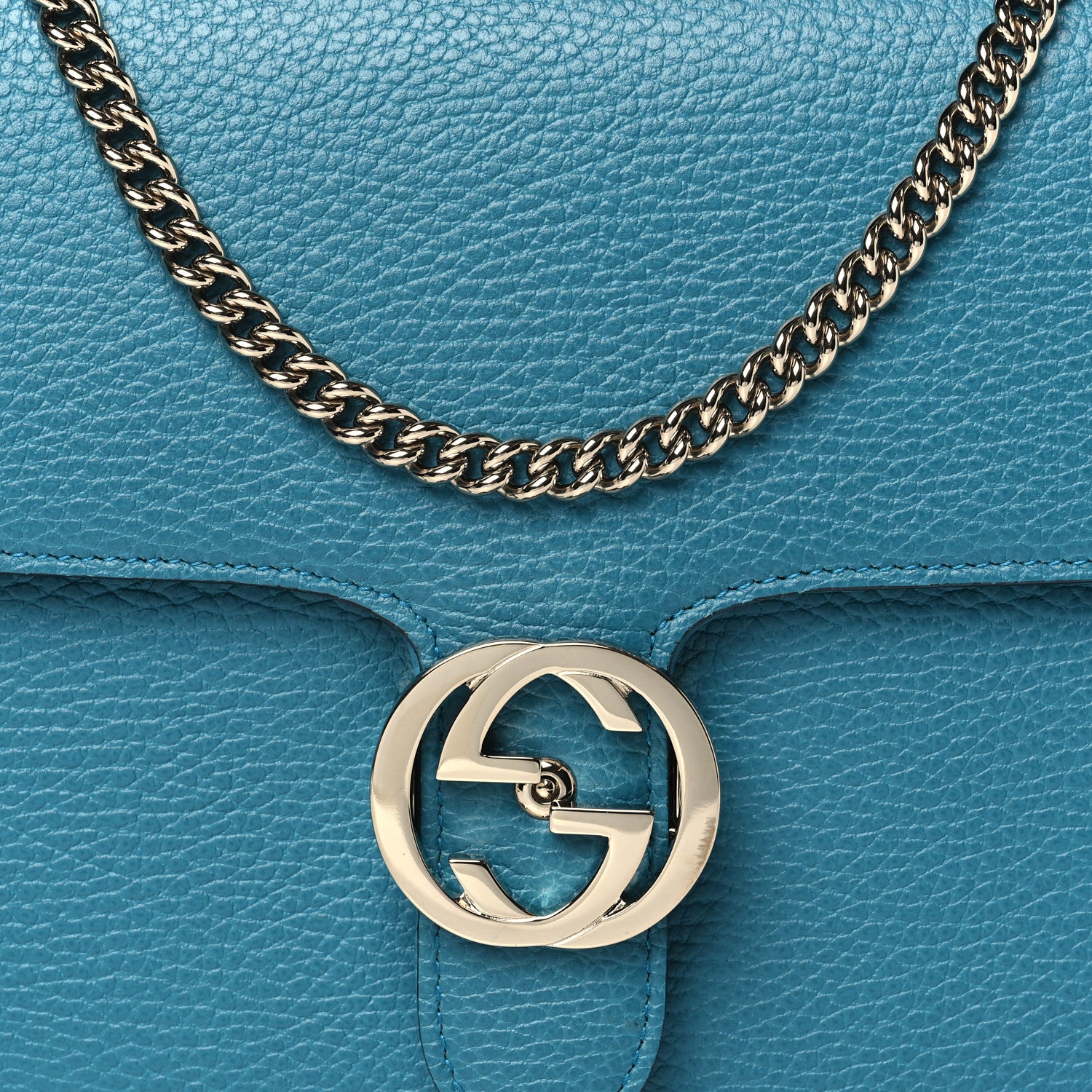 Gucci Dollar Calfskin Interlocking G Shoulder Bag Deep Cobalt 8 of 10