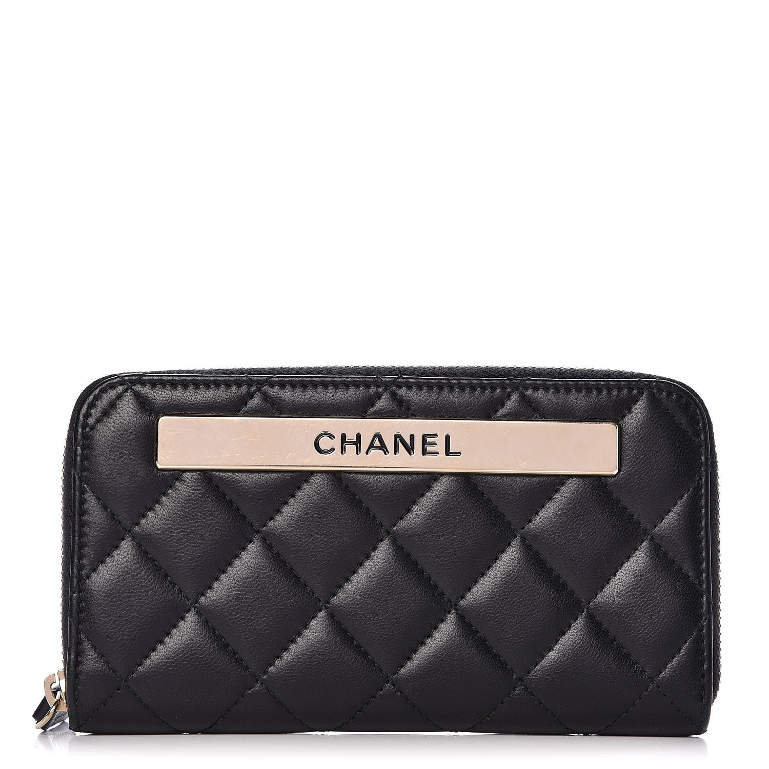 Chanel Lambskin Quilted Small Trendy CC Zip Around Wallet Black 1 of 8
