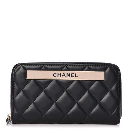 Chanel Lambskin Quilted Small Trendy CC Zip Around Wallet Black 1 of 8
