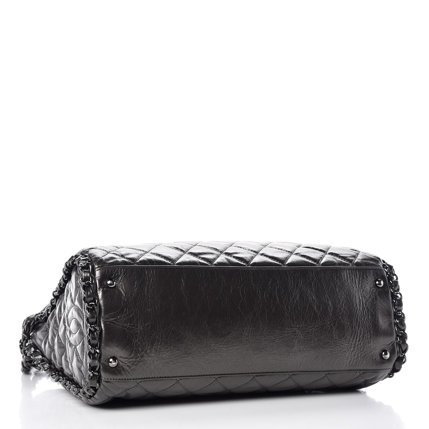 Chanel Metallic Calfskin Quilted Large Chain Me Hobo Dark Grey 4 of 7