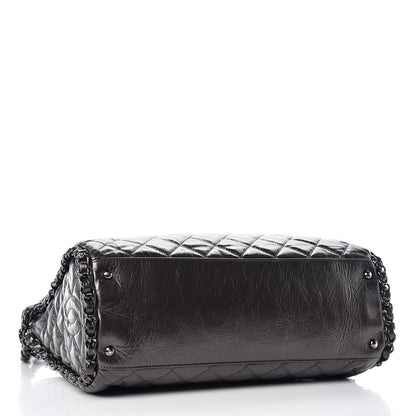 Chanel Metallic Calfskin Quilted Large Chain Me Hobo Dark Grey 4 of 7
