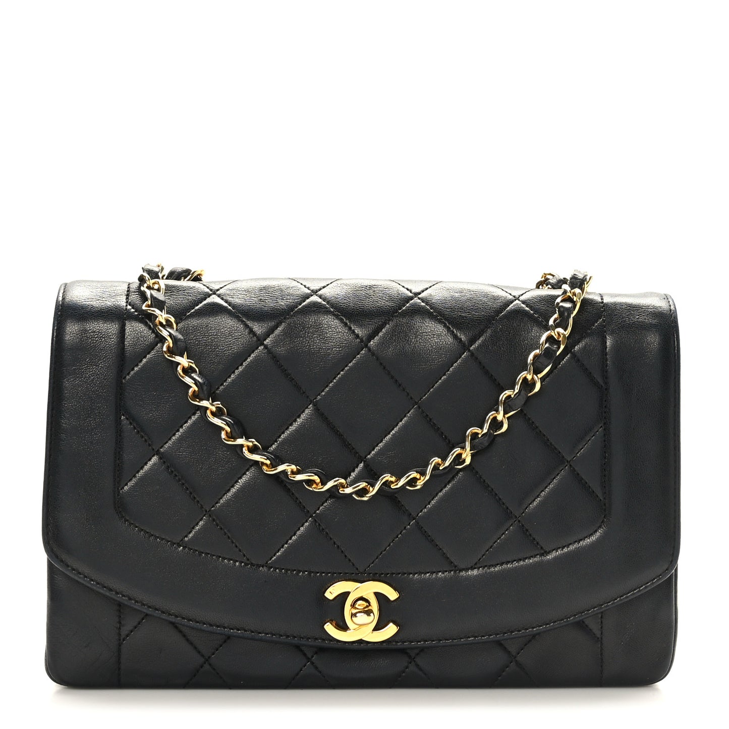 Lambskin Quilted Medium Single Flap Black