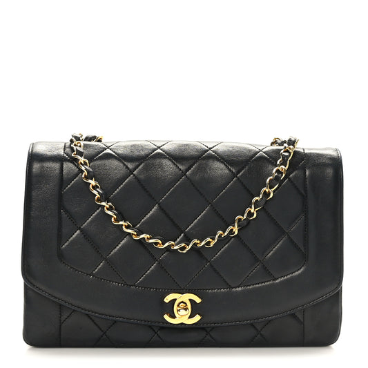 Lambskin Quilted Medium Single Flap Black