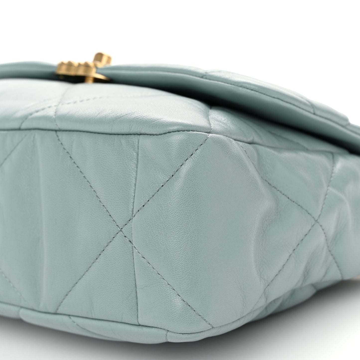 Lambskin Quilted Large Chanel 19 Flap Light Blue