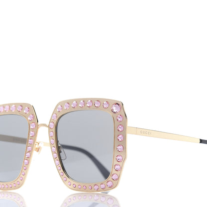Gucci Metal Acetate Crystal Oversize GG0115S Sunglasses Gold 8 of 9