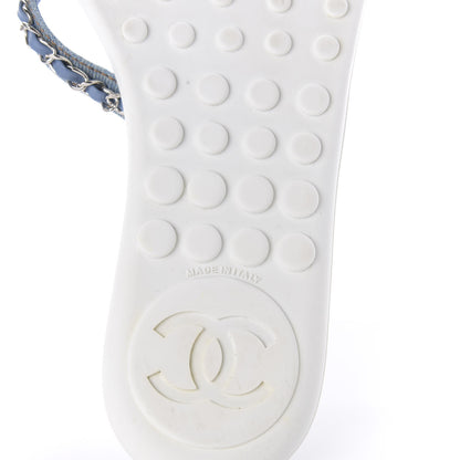 Chanel Denim CC Chain Thong Sandals 39 Blue 6 of 8