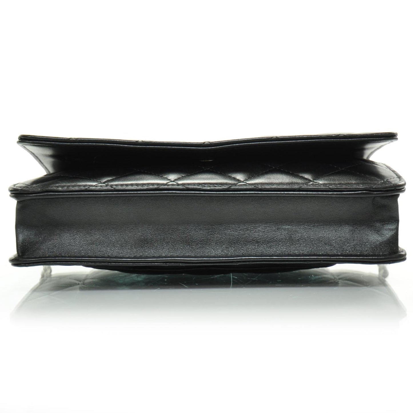 Lambskin Quilted Wallet On Chain WOC Black SHW