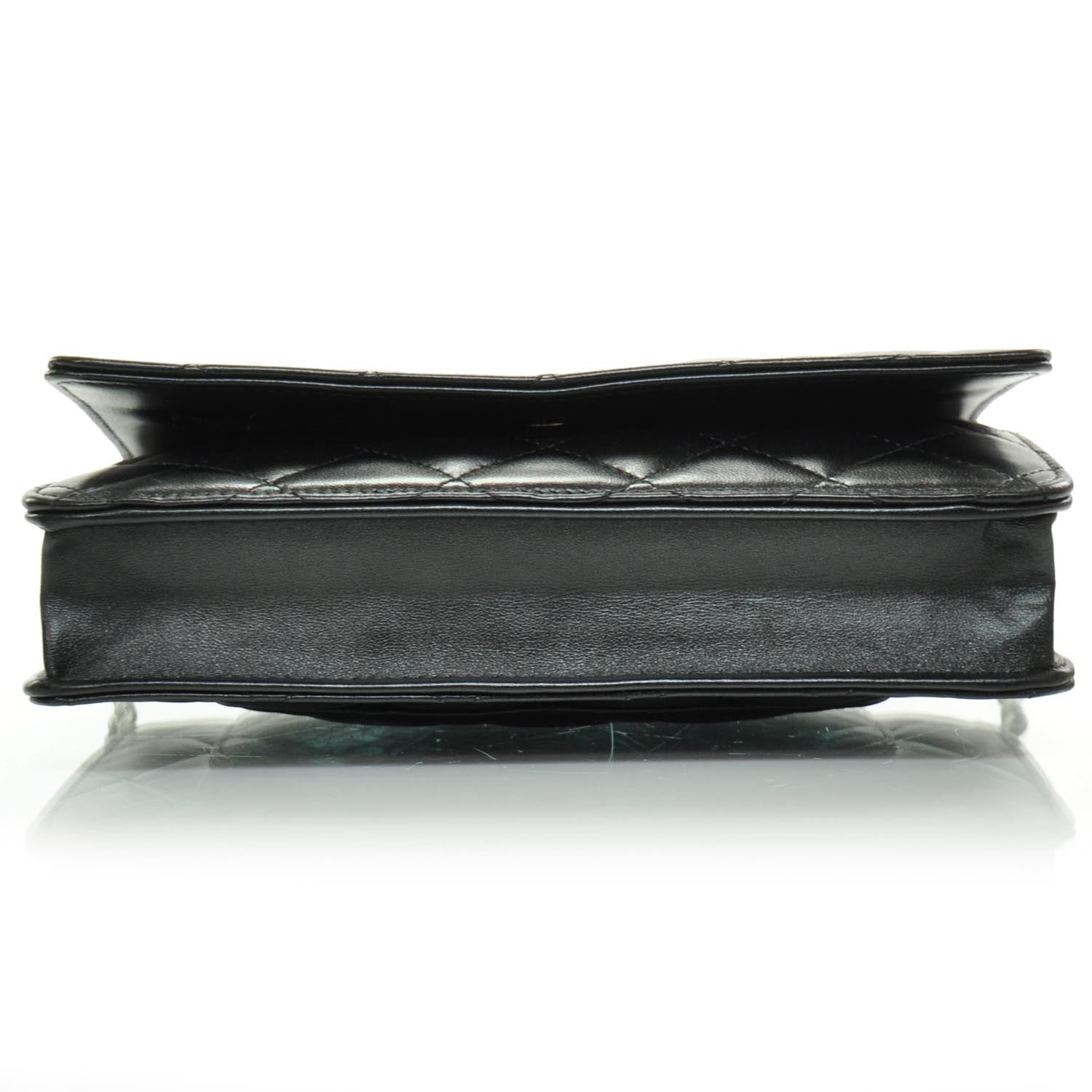 Chanel Lambskin Quilted Wallet On Chain WOC Black SHW 5 of 11
