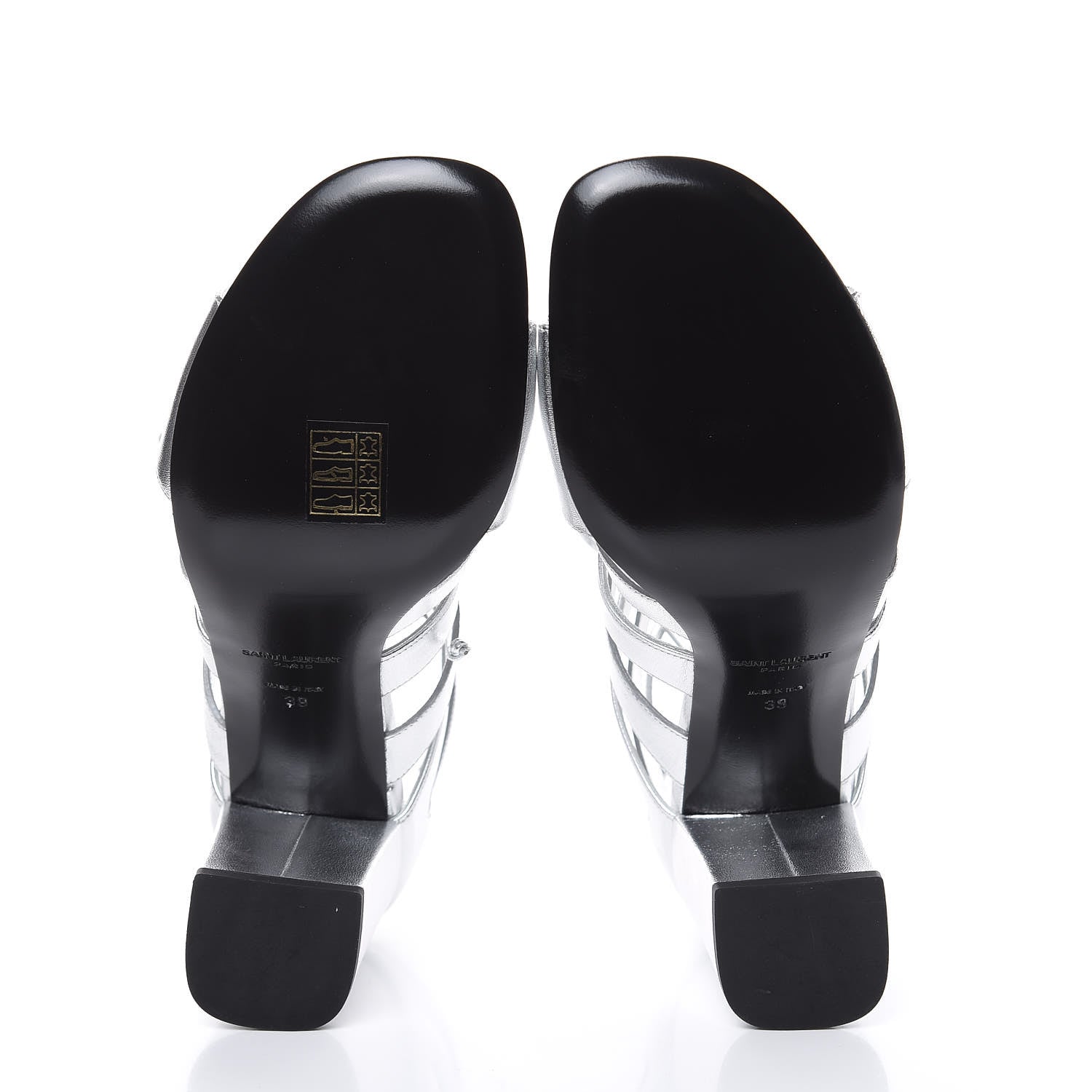 Saint Laurent Metallic Nappa Silk Babes 90 Lace Up Sandals 39 Argento 5 of 8