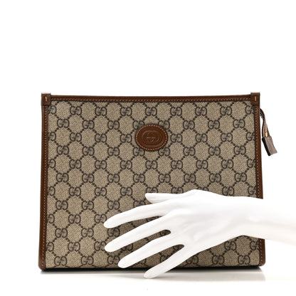 Gucci GG Supreme Monogram Azalea Calfskin Retro Interlocking G Beauty Case Beige Ebony Brown Sugar 2 of 8