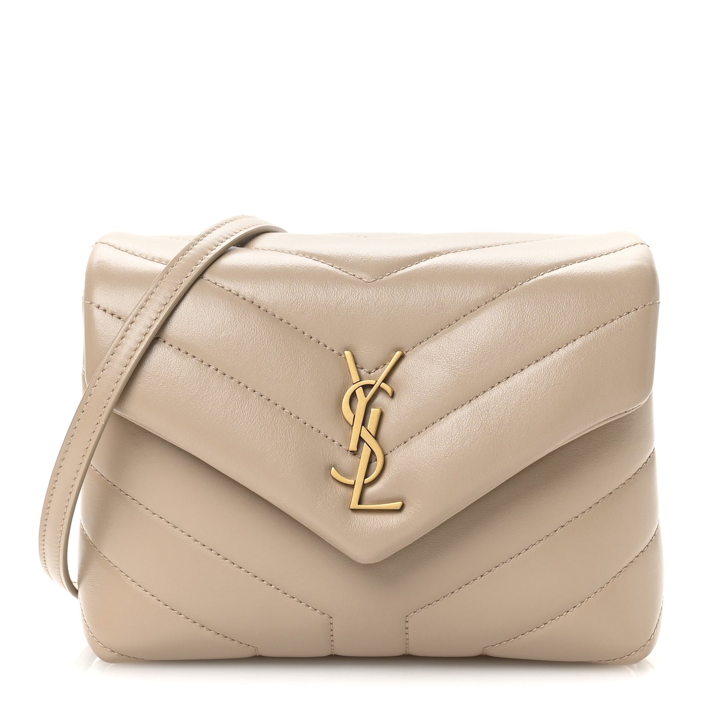 Calfskin Y Quilted Monogram Toy Loulou Crossbody Bag Dark Beige