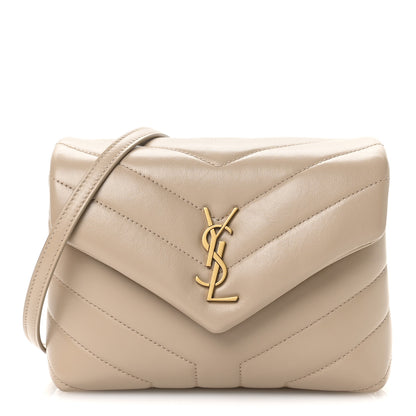 Saint Laurent Calfskin Y Quilted Monogram Toy Loulou Crossbody Bag Dark Beige 1 of 11