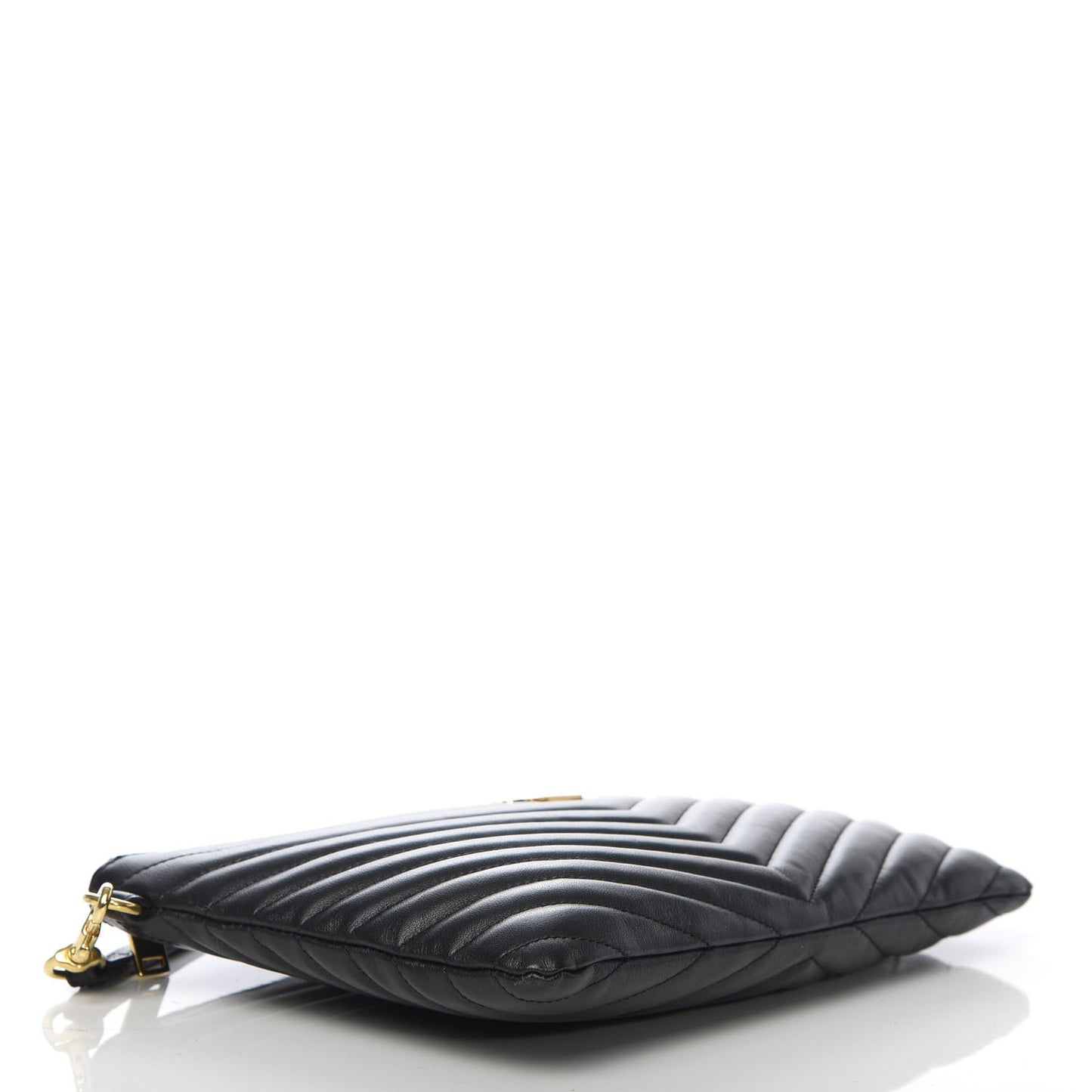 Calfskin Matelasse Chevron Monogram A5 Wristlet Black