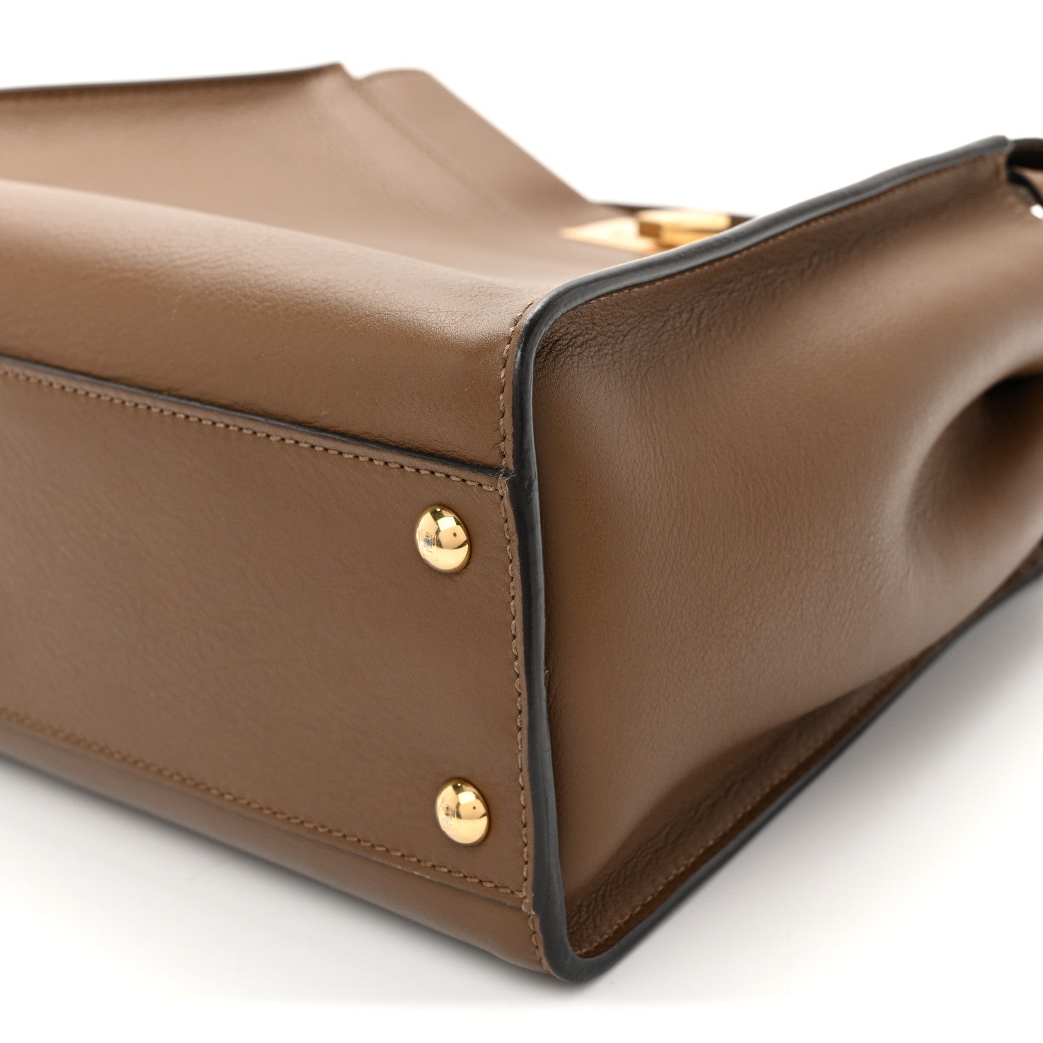 Fendi Vitello Seta Fabric Jacquard Pequin Medium Peekaboo Iconic Satchel Foresta Tobacco 11 of 11